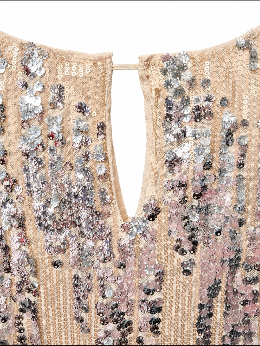 THML Champagne Sequin Puff Sleeve Mini Dress - Picture 7 of 8